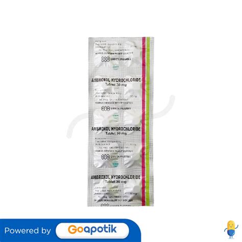 Ambroxol Hydrochloride Errita 30 Mg Tablet Kegunaan Efek Samping