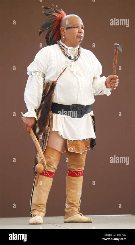 Portrait Of A Cherokee Man Member Of The Warriors Of Anikituhwa Stock