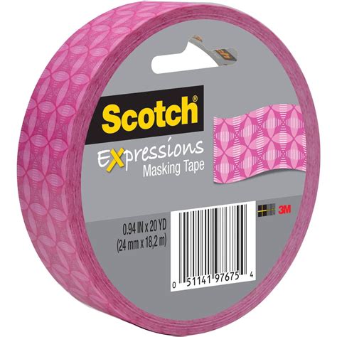 Scotch 094x20 Yd Pink Geometric Expressions Masking Tape Walmart