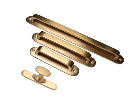 Unlacquered Brass Brushed Handles With Round Backplate Solid Brass