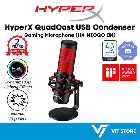 Hyperx Quadcast Usb Condenser Gaming Streaming Microphone Hx Micqc Bk