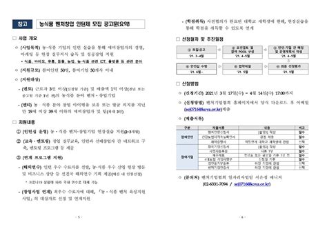 농식품부・벤처기업협회 2021년 농식품 벤처창업 인턴제 참여자 모집 브이온