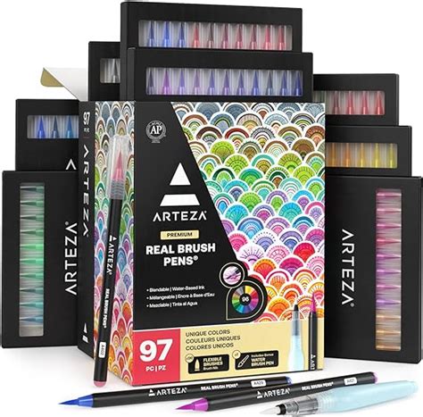 Arteza Real Brush Pens Paint Markers With Flexible Brush Tips