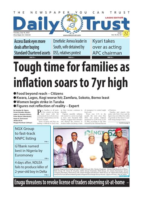 Nigerian Newspapers Daily Front Pages Review Tuesday 18th July 2023