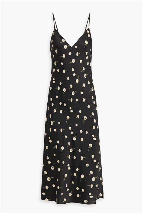 Rag And Bone Mallory Floral Print Silk Blend Twill Midi Slip Dress The