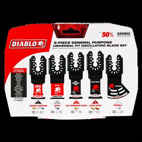 5 Peice General Purpose Set Oscillating Blade Diablo - Tools ...