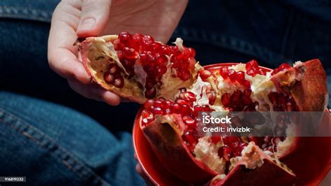 Person Eating Pomegranate Stock Photo - Download Image Now - Adult ...