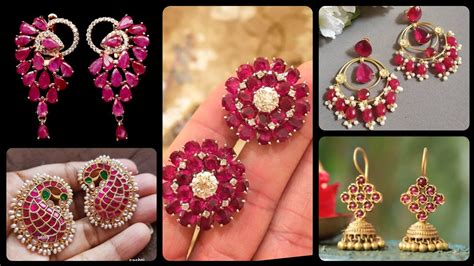 Stylish Designer Ruby Earrings South India Jewels Atelier Yuwaciaojp