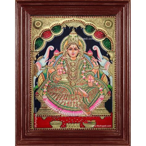 Gaja Lakshmi Semi Embossed Tanjore Painting Buy Tanjore Paintings