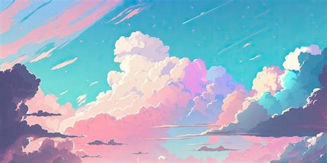 Premium AI Image | Anime Style Colorful Clouds Background