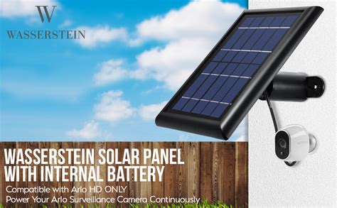 Wasserstein Solar Panel With Internal Battery Compatible With Arlo Hd