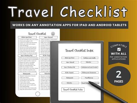 Digital Templates Travel Checklist Stress Free Travel Planning Made