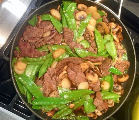 Asian Beef With Mushrooms And Snow Peas