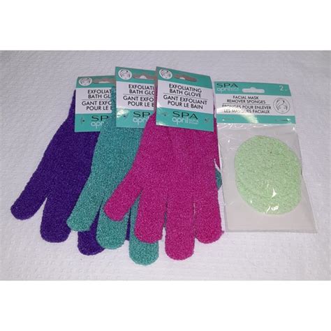 Exfoliating Bath Gloves And Facial Loofah Set Of 5