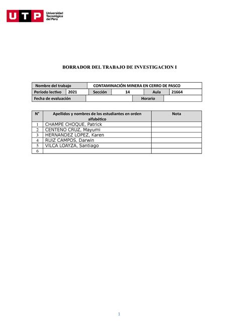 Tarea Semana 14 Borrador I Medioambi BORRADOR DEL TRABAJO DE