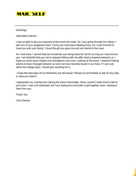 Thank You Letter After Event Attendance How To Templates And Examples