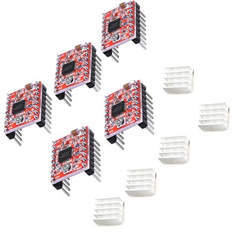 Hailege 5pcs A4988 Stepstick Stepper Motor Driver Module With Heat Sink