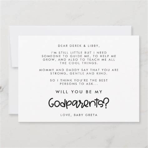 Cute Modern Will You Be My Godparents Card Baptism