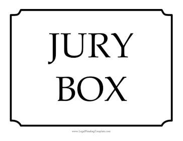 Printable Jury Box Sign Legal Pleading Template