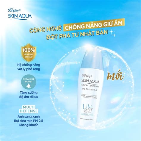 Kem Ch Ng N Ng Sunplay Skin Aqua Mineral Defense Oil Clear Milk Spf