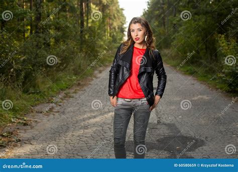 Beautiful Girl Walks In The Woods Stock Image Image Of Autumn