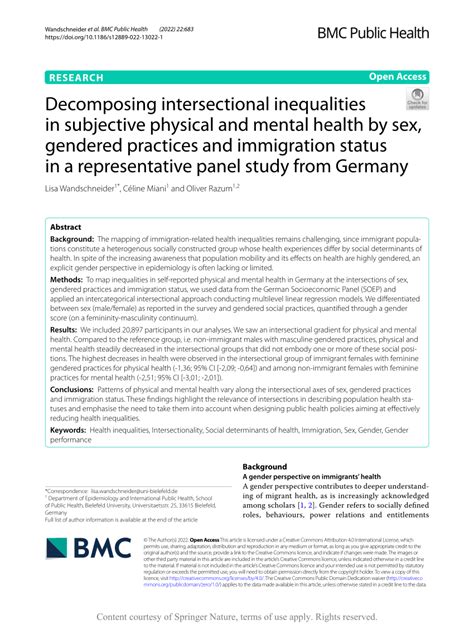 Pdf Decomposing Intersectional Inequalities In Subjective Physical