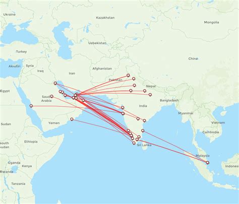 Air India Express airline routes (IX) 2025, map - Flight Routes