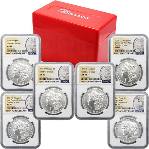 2021 Morgan And Peace Silver Dollar 6 Coin Set Ngc Ms70 Centennial Label Buy Individually Or As A