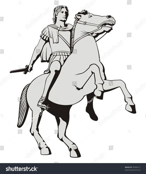 Illustration Alexander Great Riding His Horse Stock Vector (Royalty ...