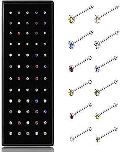 Keyzone Pcs Crystal Rhinestone Nose Ring Bone Stud Surgical Steel