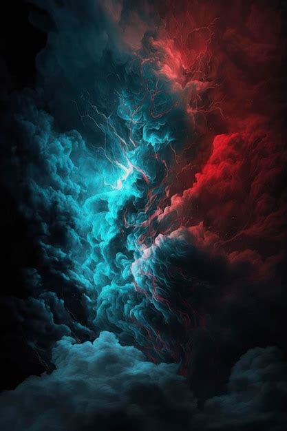 Un Fondo Azul Y Rojo Claro Con Nubes Azules Al Estilo De Verde Azulado