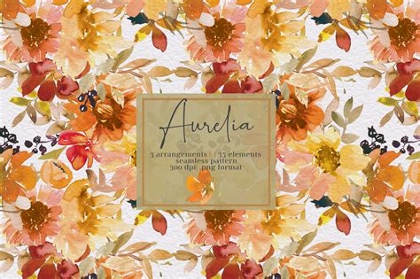 Watercolor Autumn Floral Clipart By Patishop Art Thehungryjpeg