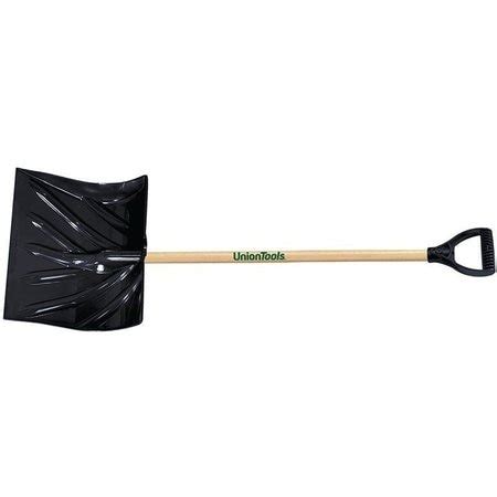 Union Tools Snow Shovel, 18 in W Blade, 512 in L Blade, Combo Blade, Polyethylene Blade, Wood ...