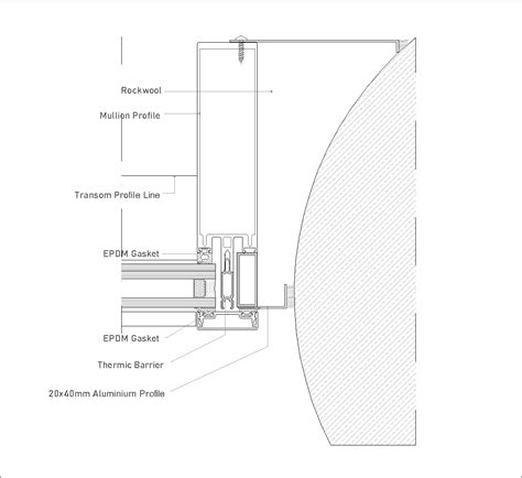 Glass Wall System Connection Between A Fixed And Casement Window Dwg Cad Detail