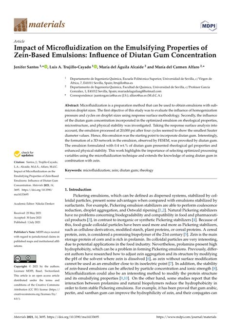 Pdf Impact Of Microfluidization On The Emulsifying Properties Of Zein Based Emulsions