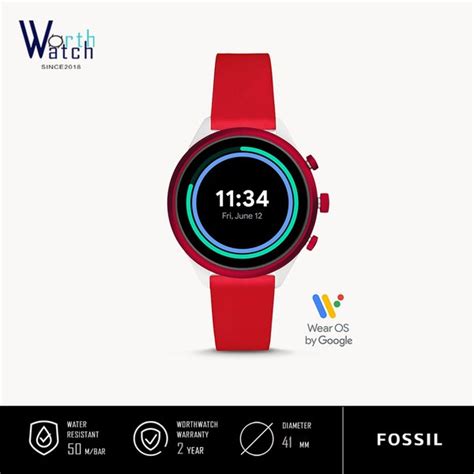 Jual Fossil Smartwatch Wanita Gen Sport Mm Red Silicone Original