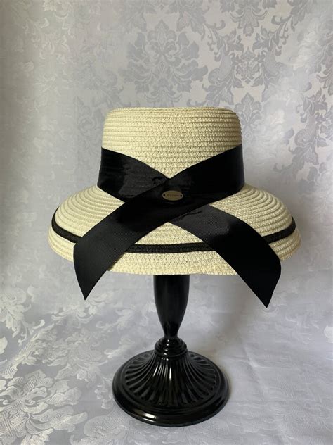 Ivory Straw Hat Short Ribbon Hat Elegant Bell Shaped Hat Medium Brim