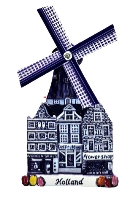 Typisch Hollands Magnetwindmühle Polyprint Holland Delfter Blau