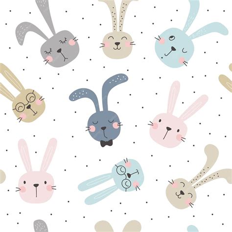 Premium Vector Seamless Pattern With Cute Rabbits Vector Illustrations