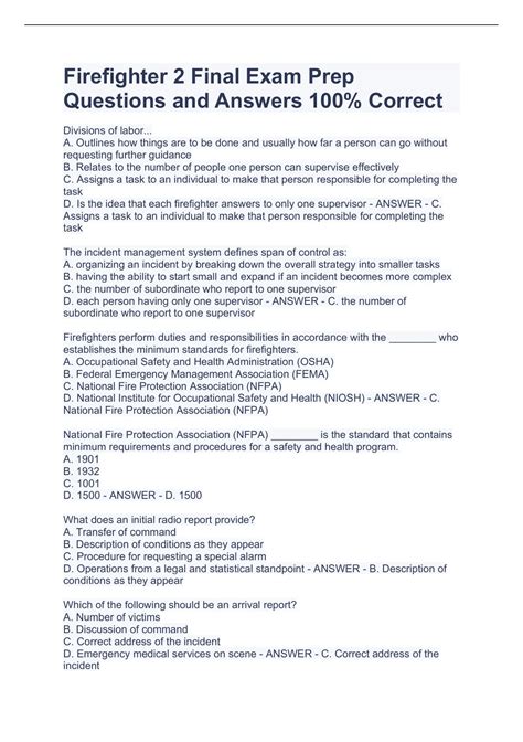 Firefighter 2 Final Exam Prep 2023 Questions And Answers 100 Correct