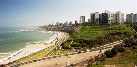 Miraflores Peru Bajada Armendaris With Luxurious Buildings And Highway