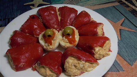 Pimientos De Piquillo Rellenos De Atún Huevo Y Mayonesa Youtube