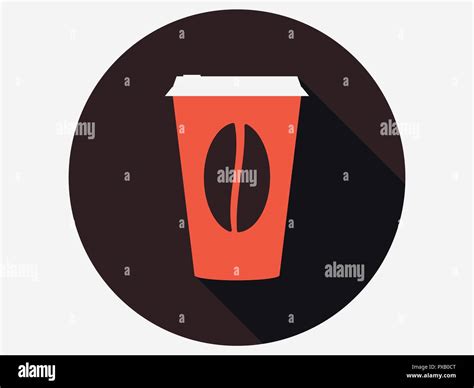 Coffee Cup With Long Shadow In Flat Style Hot Drink Vector