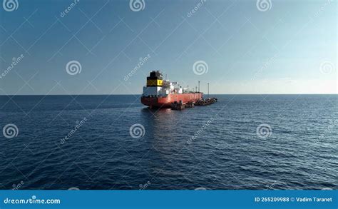 A Gas Tanker Is Anchored At Sea Aerial View 4 K Stock Footage Video