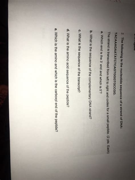 Solved 2. The following is the nucleotide sequence of a | Chegg.com