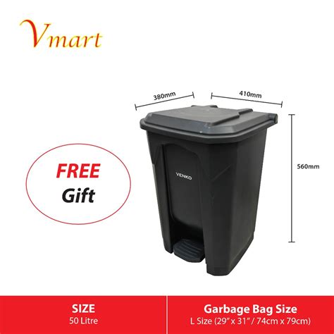 L L L Black Yellow Plastic Dustbin With Foot Pedal