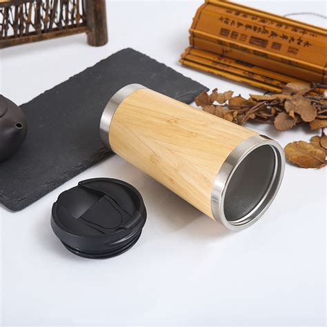 Ml Double Wall Insulated Bamboo Water Bottle Tumbler With Stainless