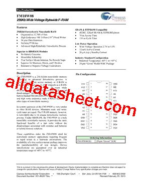 FM18W08 Datasheet PDF Cypress Semiconductor