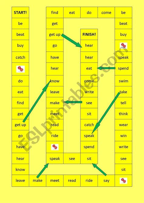 Irregular Verbs Board Game ESL Worksheet By Blackssheep