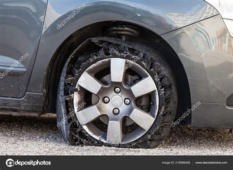 Destroyed Blown Out Tire Exploded Shredded Damaged Rubber Modern Suv